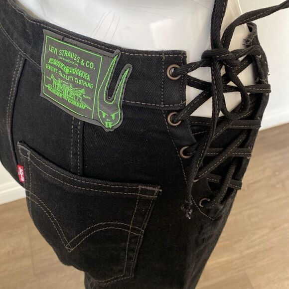 Levi’s x Barbie Ferreira Urban Outfitters Collab Lace-up High Waisted Flare Jean - Picture 2 of 8